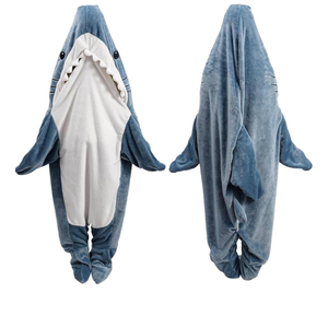 Shark Blanket Hoodie Onesie for Adult & Kid, Wearable Shark Sleeping Bag, Soft Cozy Onesie Costume M