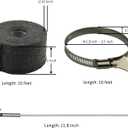 DOBTIM Fireproof Pipe Wrap Insulation 2" Wide X 16' Long, Fiberglass Heat Shield Tape Pipe Webbing for Stove Flue Protector with 2 Clamps, Black