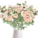IPOPU 5pcs Fake Peonies Artificial Ranunculus Flowers 60Heads Champagne Silk Flowers 21.65" Artificial Flowers Bulk for Wedding Floral Arrangements Home Table Centerpieces Decor (Champagne)