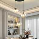 ykolupty 3-Light Small Chandelier LED Modern Glass Globe Pendant Light Chandeliers for Entryway Lighting Fixture Bedroom and Dining Room