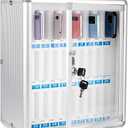 30 Slots Aluminum Alloy Pocket Chart Storage Cabinet for Cell Phones,Wall-Mounted with a Locked,Can be Carried by Hand (30 Slots Cabinet), 30 Slots Transparent