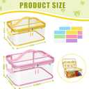 8 Packs Large Toy Storage Bags with Labels, Reusable Clear PVC Board Game Storage, Travel Waterproof Toy Organizer Bags with Name Tag and Manual Pocket for Building (L, XL)