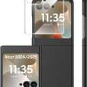 Spugan for Motorola Razr 2025 Case, Built-in [HD Screen Protector] Slim Matte Hard PC Anti-Scratch Cover Wireless Charging Phone Case for Motorola Razr 2025/2024 (Black)