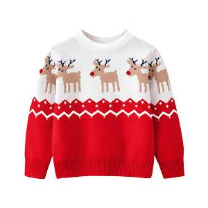 Wyeysyt Kids Ugly Christmas Sweater Boys Girls Funny Novelty Xmas Knitted Pullover Holiday Party Clothes (Red-3T)
