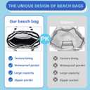 LEDAOU Beach Bag Waterproof Sandproof Women Beach Tote Pool Bag with Zipper for Swim Gym Grocery Travel with Wet Pocket | Sandproof, with Zipper, for Gym, Grocery, Travel, with Wet Pocket