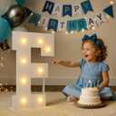 2FT Light Up Letters with Battery Operated Warm White Lights, 5-Min Setup Pre-Cut Foam Board for Birthday Wedding Proposal Graduation Party Decor, Marquee Letter F