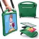 Bam Bino Space Suit Kids Case for iPad Pro 12.9" 3rd/4th/5th/6th Generation (2018-2022) Models [Not for iPad Pro 12.9 1st/2nd Gen] Screen Guard, Handle, Shoulder Strap, Pencil Holder (Mint Green)