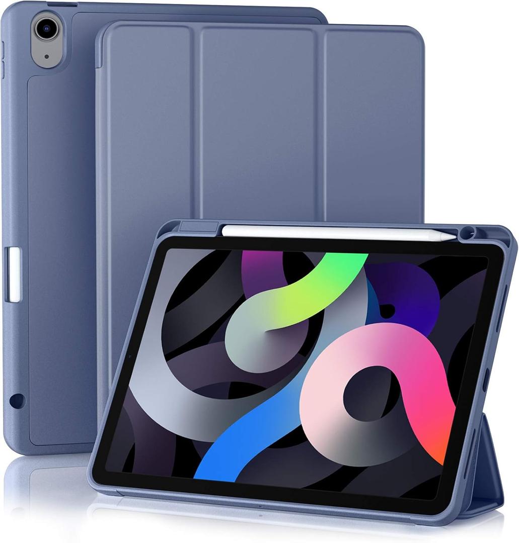 Akkerds Compatible with iPad Air 11 Inch Case 8th/7th/6th Generation (M4/M3/M2) 2026/2025/2024, for iPad Air 5th/4th Generation Case 10.9 Inch 2022/2020 with Pencil Holder[Auto Sleep/Wake], Blue Gray