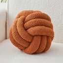 LUSJNGE Decorative Throw Knot Pillow Ball for Home Chair Sofa Couch Bed Aesthetic Round Decor Pillows Lambswool Knotted Pillow Cushion (Caramel, 8inches)