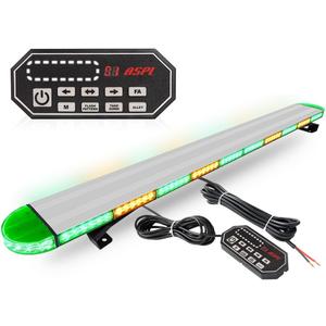 ASPL 49 inch Low Profile Rooftop Emergency Strobe Lights Bar Flashing Warning Security Traffic Advisor Hazard/Full Aluminum/Take Down & Alley Light for Trucks Tow Construction Vehicles (Amber/Green)