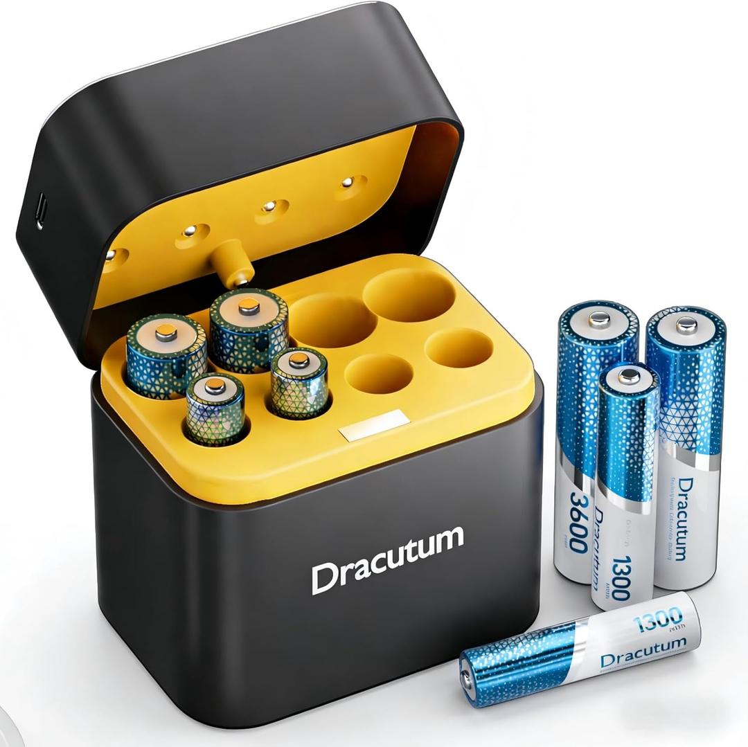 Rechargeable AA AAA Lithium Batteries with Charger, 8 Pack Li-Ion Battery 3600mWh AA 1300mWh AAA, USB-C 3H Fast Charge, 2000+ Cycles for Controller, Toys, Flashlight, Door Lock