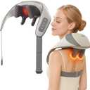 CheckSimple Neck Massager with Heat,Therapexa Neck & Shoulder Massager,6D Shiatsu Back Massager for Pain Relief Deep Tissue,Massager for Leg, Muscle Soreness(Khaki)