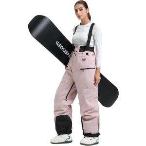 GSOU SNOW Womens Baggy Snowboard Pants Ski Bibs Snow Loose Overalls Waterproof Windproof Insulated Warm (X-Small, Pink)