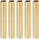 PATIKIL 1/4IP Standard Thread Brass Lamp Pipe Nipple, 5 Pcs 75mm/ 3" Length Hollow Tube Adapter Coupler Connector Pipe Fitting Hardware DIY Repair Part for Lamp Lights