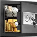 Safe with Key Lock,Anti-Theft Digital Security Lock Box with Electronic Keypad, Fire Proof Safe for Home Documents Firearm Medicine Money,0.8 Cubic Feet Lock Box，13.8"W x 9.8"D x 9.8"H