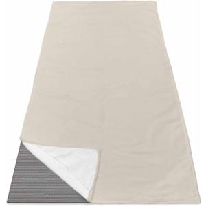 DecorLovee Yoga Mat Towel for Hot Yoga, Ivory White Absorb Sweat Microfiber Yoga Towel Non Slip Yoga Mat Towel with 4 Corner Pockets for Bikram, Pilates, Modern Pure Ivory White 26" Wx70 L