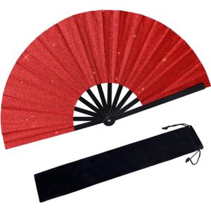 Clacking Fans for Line Dancing Popping Fan Boots on The Ground Fan Folding Hand Fans for Club,Performance,Party,Festivals Dance Enthusiasts Gift (Red)