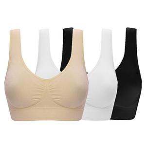 Women's Seamless Wire-Free Bra with Removable Pads, 3 Pack:black White Nude, 4X-Large