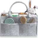 PUTSKA Baby Diaper Caddy Organizer - Nursery Storage Basket for Diaper Station, Baby Basket Shower Gifts List and Registry Must-Haves, Newborn Essentials, Nursery Decor for Boy or Girl-Grey,ExtraLarge