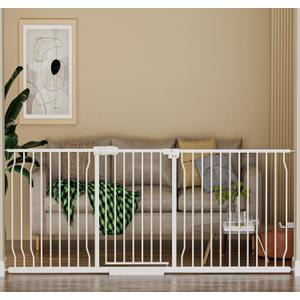 HOOEN Extra Wide Baby Gate for Doorways Stairs 86-105 Inch Wide Pressure Mounted Dog Gates for The House Walk Through Gates Indoor Safety Child Gates for Kids or Pets (86.3"-105") (86.3"-105"/219-267cm, White)