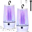 Qualirey 2 Pcs Electric Bug Zapper for Indoors Outdoor Mosquito Zapper Insect Purple Light Mosquito Trap Portable Fly Killer with Security Grid for Home Bedroom Patio Backyard Camping