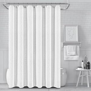 PANGSINNE Black Shower Curtain 230GSM Heavy Duty Striped Bathroom Shower Curtains, Weighted Fabric Shower Curtains for Hotel Spa Luxury Polyester Bath Curtain with 12 Hooks, 72Wx72H