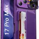 Vihibii for iPhone 17 Pro Max Case Wallet with Card Holder (4 Cards) [RFID Blocking] & Slide Camera Cover, Military Grade Drop Protection, Hard Back & Silicone Edge Phone Case 6.9" 2025, Dark Purple