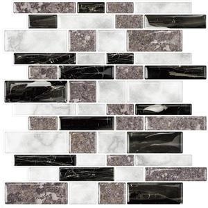 STICKGOO 10-Sheet Marble Look Peel and Stick Tiles, Decorative Self Adhesive Kitchen Backsplash in Granite (Pack of 10, Thicker Design)
