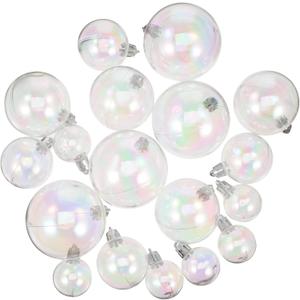 Christmas Iridescent Ornaments Balls 18pcs Plastic Iridescent Ornaments Rainbow Ball Hanging Baubles Shatterproof Tree for Christmas Tree DIY Decorations