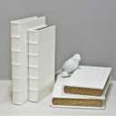 Decorative Books with White Faux Leather Book Boxes for Decoration Display Coffee Table and Shelf Décor, Fashion Decorative Storage Boxes, Fake Décor Books (Set of 2: C105L+C105S)