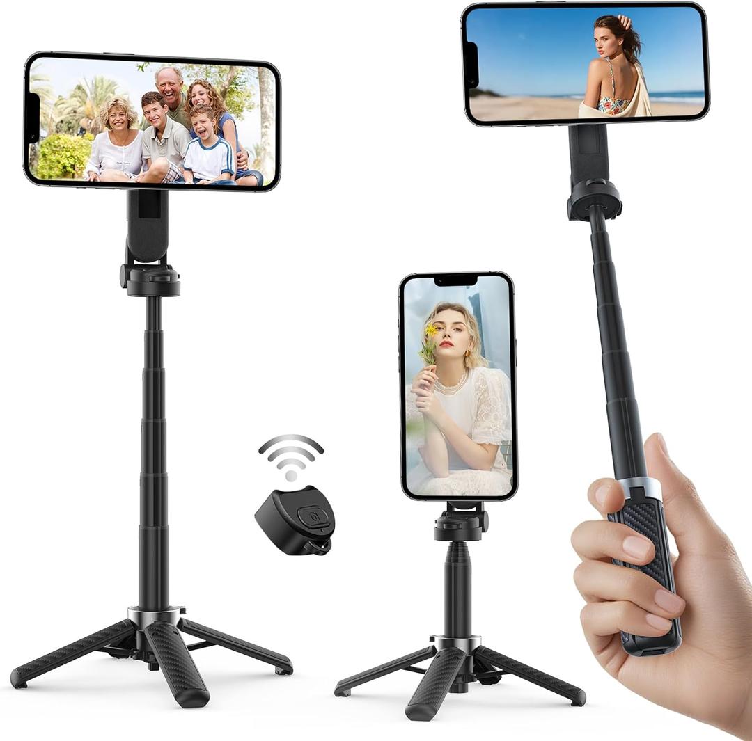 Opticnock 4-in-1 Magnetic Selfie Stick for iPhone/Android - 360 Rotatable, Extendable with Wireless Remote | Pocket Size | Includes Phone Ring (1PC)