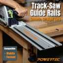 POWERTEC 71387 110" Track Saw Guide Rail Joining Set for Makita or Festool Track Saws Includes 2x55" Extruded Guide Rails and (2) Guide Rail Connectors for Woodworking Projects