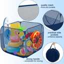 Hahood Pop-up Pool Toy Storage Bin 31 x 31 x 31 Inch Mesh Pool Organizer Bag with 2 Side Pockets for Inflatable Toys, Floats, Beach Balls,Towels and Other Swimming Accessories