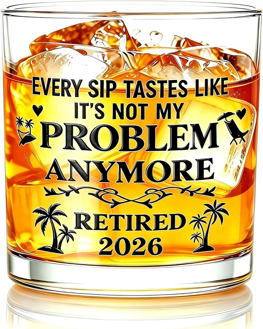 Retirement Gifts for Men 2026 2 Pack Retirement Glass Whiskey Gift for Coworker, Dad, Grandpa, Friend or Colleague, Goodbye & Farewell Gift, Black