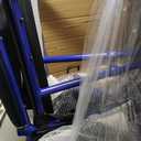 Medline Lightweight Foldable Transport Wheelchair with Handbrakes and 12-Inch Wheels, Blue Frame, Black Upholstery