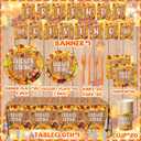 Friendsgiving Party Decorations 142pcs Friendsgiving Theme Tableware Thanksgiving Turkey Maple Leaves Disposable Paper Plates,Napkins,Tablecloth for Fall Autumn Party Supplies