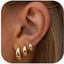 BESTEEL 3Pairs Gold Hoop Earrings Set for Women Chunky Gold Silver Earring 14K Gold Filled Hypoallergenic Small Huggie Hoops Lightweight Tiny Thick Trendy Hoop Earrings Stacks for Multiple Piercing