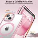 SUCGLES for iPhone 15 Plus Case with MagSafe, N56 Strong Magnet, 12FT Drop Protection, Non-Slip, Matte Translucent Magnetic Slim Case (Pink)