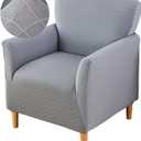 FUANGUI Banquet Armchair Slipcover Chair Covers with Arms Stretch Club Chair Slipcover Soft Armchair Sofa Covers Anti-Slip Furniture Protector for Dogs Pets Home Living Room Decor (1PCS, Twill Check Grey)