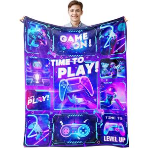 Gaming Blanket for Boys and Girls - Gamer Gift for Men and Women, Soft Game Decor for Room