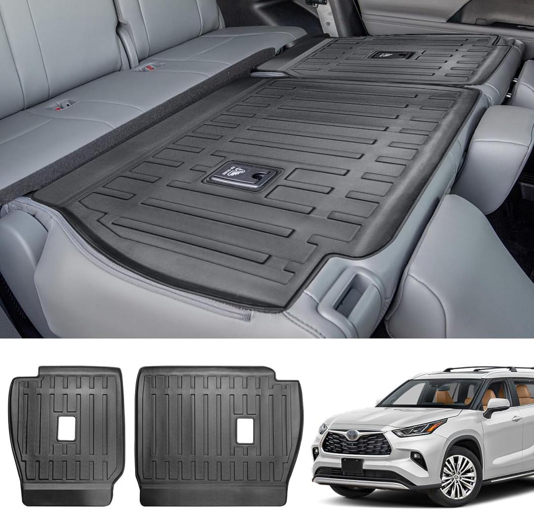 Vanseno 2nd Backrest Mat Kick Mats Compatible for 2020-2024 Toyota Highlander Back Seat Protector for 2020 2021 2022 2023 2024 Toyota Highlander Accessories