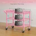 NTE Utility Cart with Wheels, 990lbs Capacity Metal 3 Tier Rolling Carts, NSF Kitchen Carts On Wheels with Storage, Heavy Duty Utility Cart with Handle & Wire Shelf for Indoor & Outdoor Use, Pink