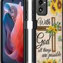 for Motorola Moto G Power 5G 2024 Case,Heavy Duty 3 in 1 Hybrid Hard PC & Soft Silicone Shockproof Protection Case for Moto G Power 5G 2024,Christian Cross Quote Bible Verse Matthew 19:26