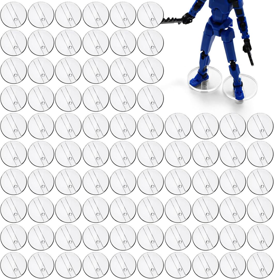 100 Pcs Action Figure Stand for Most 6 Inch Clear Plastic Display Feet Holder with Peg Stand Base Accessories Assembly Holder(Round)