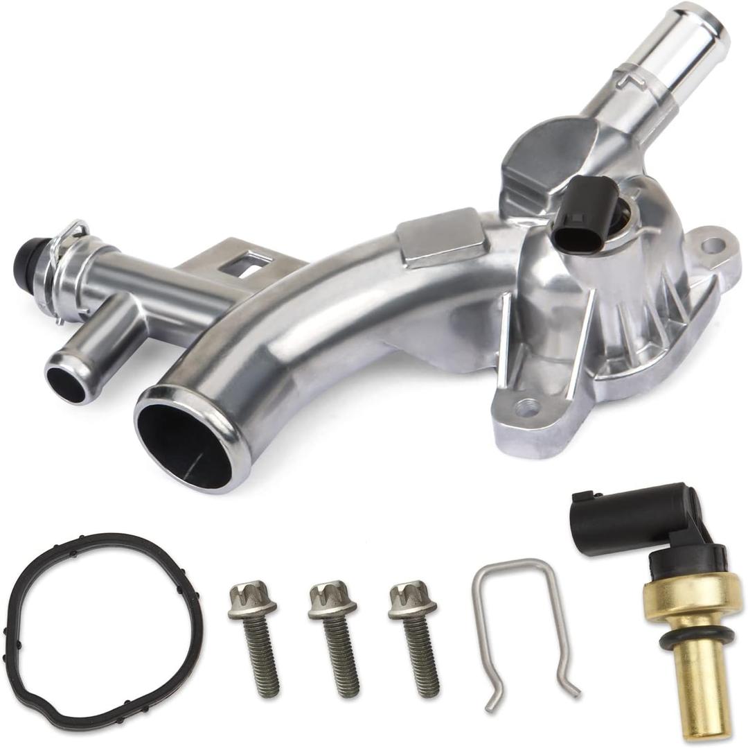 MITZONE Upgraded Aluminum Coolant Housing Water Outlet Compatible with 2011-2020 Chevy Cruze Sonic Trax Volt Buick Encore 1.4L Replace 25193922 902-846