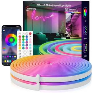 Neon RGB Led Rope Lights 32.8Ft Led Strip Lights Outdoor Waterproof with Music Sync, Led Lights for Bedroom with Remote and App Control Flexible Neon Lights for Gaming Party Decor