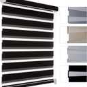 MYshade Custom Size Zebra Roller Shades Blackout(85%) Corded Zebra Blinds for Indoor Windows Dual Layer Black Shades for Bedroom Bathroom Living Room Office Easy to Install