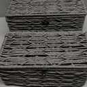 Mkono Storage Baskets Bin with Lid Decorative Paper Rope Handwoven Basket Organizer for Shelves Wardrobe Toilet Tank Top, Rectangular Wicker Home Decor Box for Bedroom Living Room, Set of 2, Grey