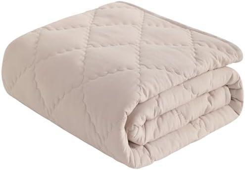 NTBAY Down Alternative Toddler Comforter, Lightweight and Warm Solid Color Baby Crib Quilted Blanket, 50x70 inches, Taupe