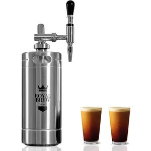 The Original Royal Brew Nitro Cold Brew Coffee Maker - Gift for Coffee Lovers - 128 oz Extra Large Home Keg, Nitrogen Gas System Coffee Dispenser Kit